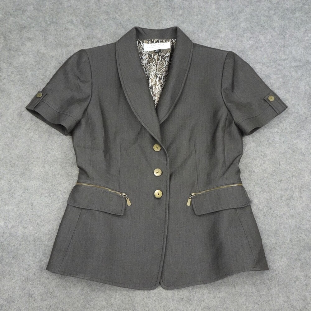 Tahari Jacket Womens 4P Blazer Brown Arthur S Levine Career Business Solid